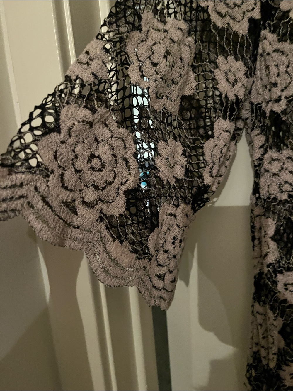 Nikki Crochet Floral Maxi Dress in Beige and Black, 2x - Picture 3 of 5